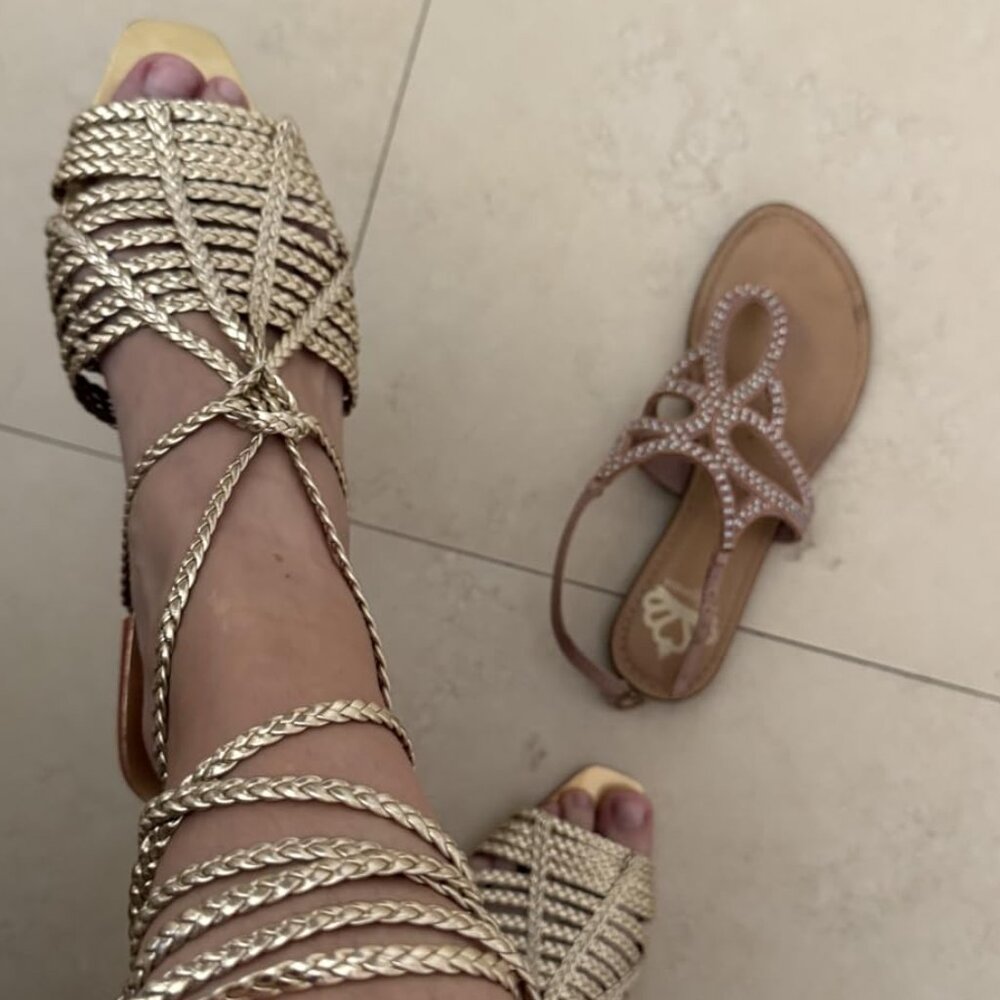 Summer Gold Flat Sandals - Picture 4 of 9